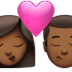 👩🏾‍❤️‍💋‍👨🏾 kiss: woman, man, medium-dark skin tone display on Apple